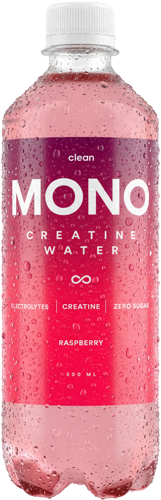 Clean MONO Creatine Water – Raspberry (2,5 g kreatin + elektrolyter) 12-pack